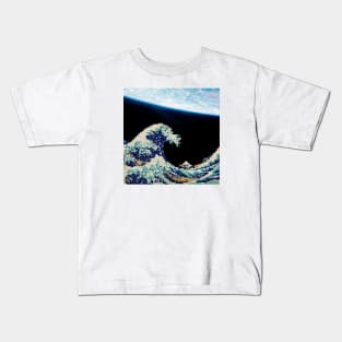 The Great Wave - Hokusai - Pixel Galaxy Kids T-Shirt